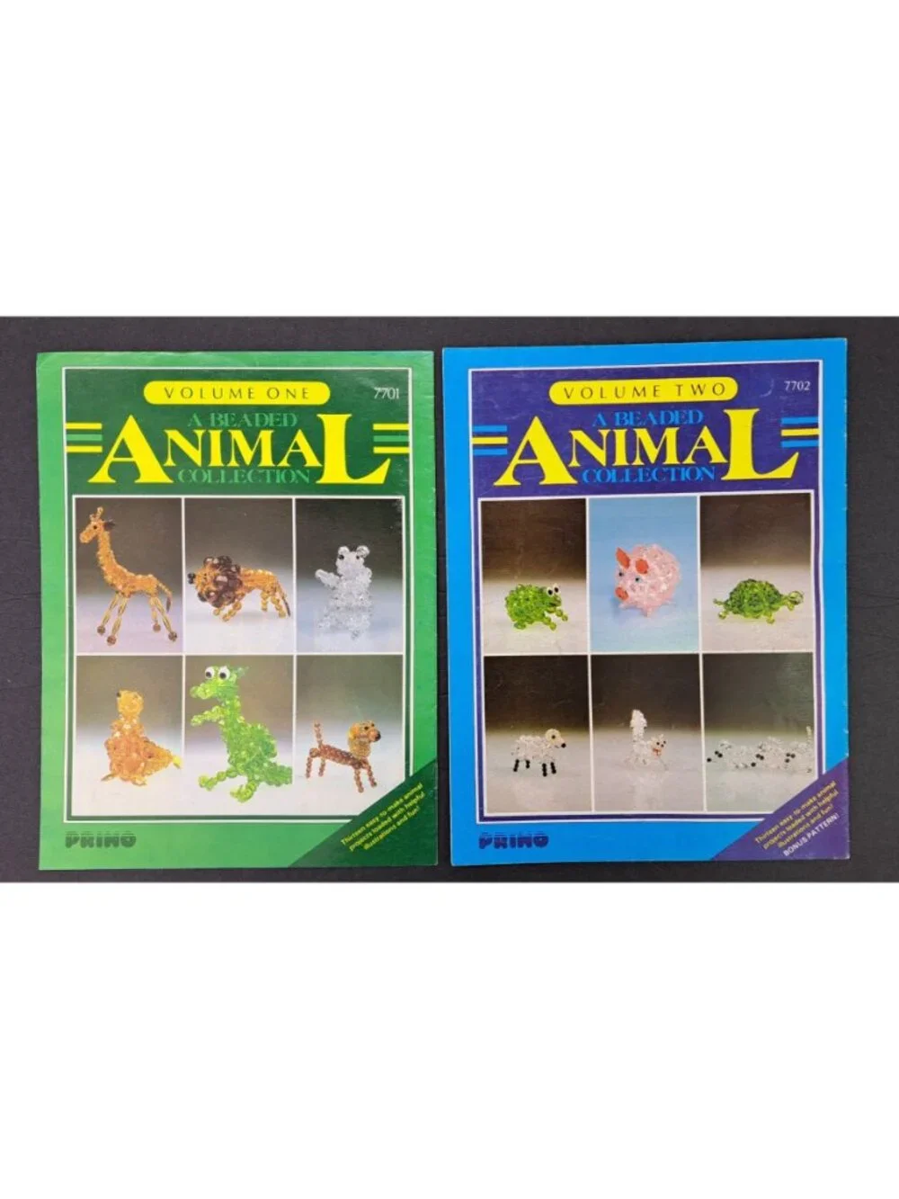 Vintage A Beaded Animal Collection Volume 1 & 2 Lot Craft Booklets Primo Crafts